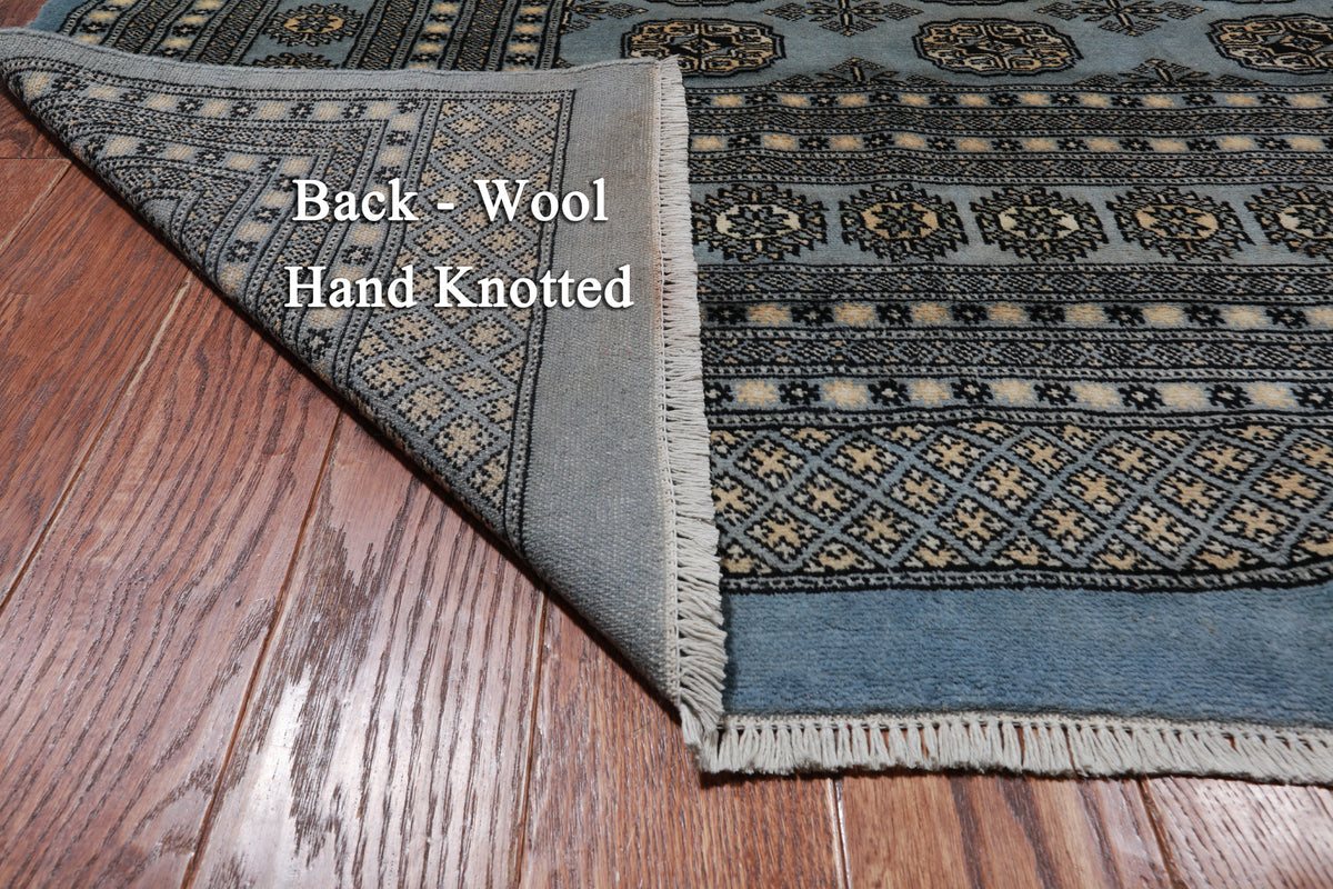 Blue Bokhara Hand Knotted Wool Rug - 9' 2" X 12' 4"