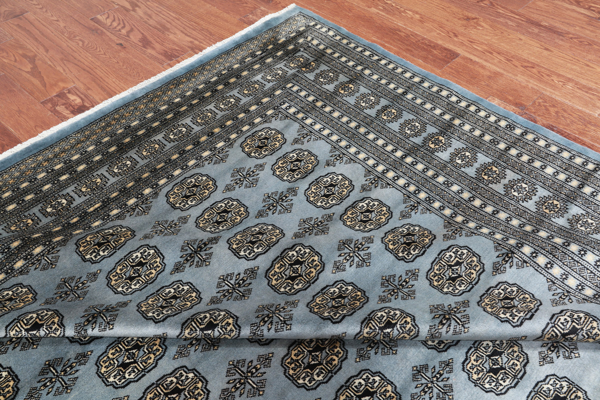 Blue Bokhara Hand Knotted Wool Rug - 9' 2" X 12' 4"