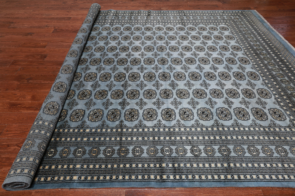 Blue Bokhara Hand Knotted Wool Rug - 9' 2" X 12' 4"
