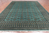 Green Bokhara Handmade Wool Rug - 9' 3" X 11' 9"