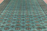Green Bokhara Handmade Wool Rug - 9' 3" X 11' 9"