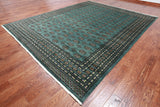 Green Bokhara Handmade Wool Rug - 9' 3" X 11' 9"