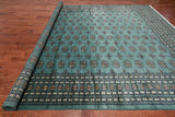 Green Bokhara Handmade Wool Rug - 9' 3" X 11' 9"