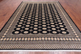 Black Bokhara Hand Knotted Wool Rug - 9' 2" X 12' 2"