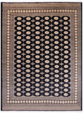 Black Bokhara Hand Knotted Wool Rug - 9' 2" X 12' 2"
