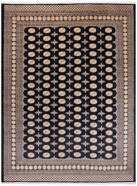Black Bokhara Hand Knotted Wool Rug - 9' 2" X 12' 2"