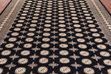 Black Bokhara Hand Knotted Wool Rug - 9' 2" X 12' 2"