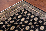 Black Bokhara Hand Knotted Wool Rug - 9' 2" X 12' 2"