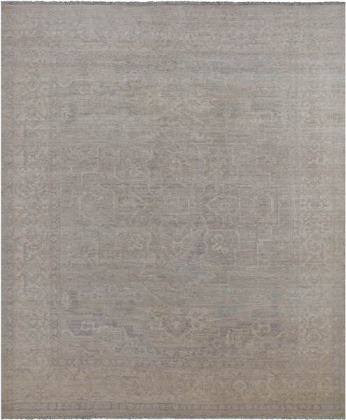 Grey Peshawar Washed Out Handmade Wool Rug - 7' 10" X 9' 8"