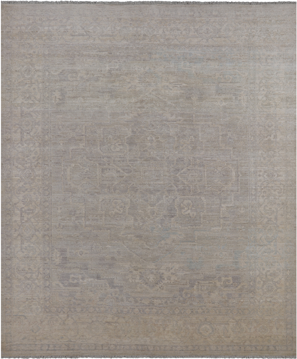 Grey Peshawar Washed Out Handmade Wool Rug - 7' 10" X 9' 8"