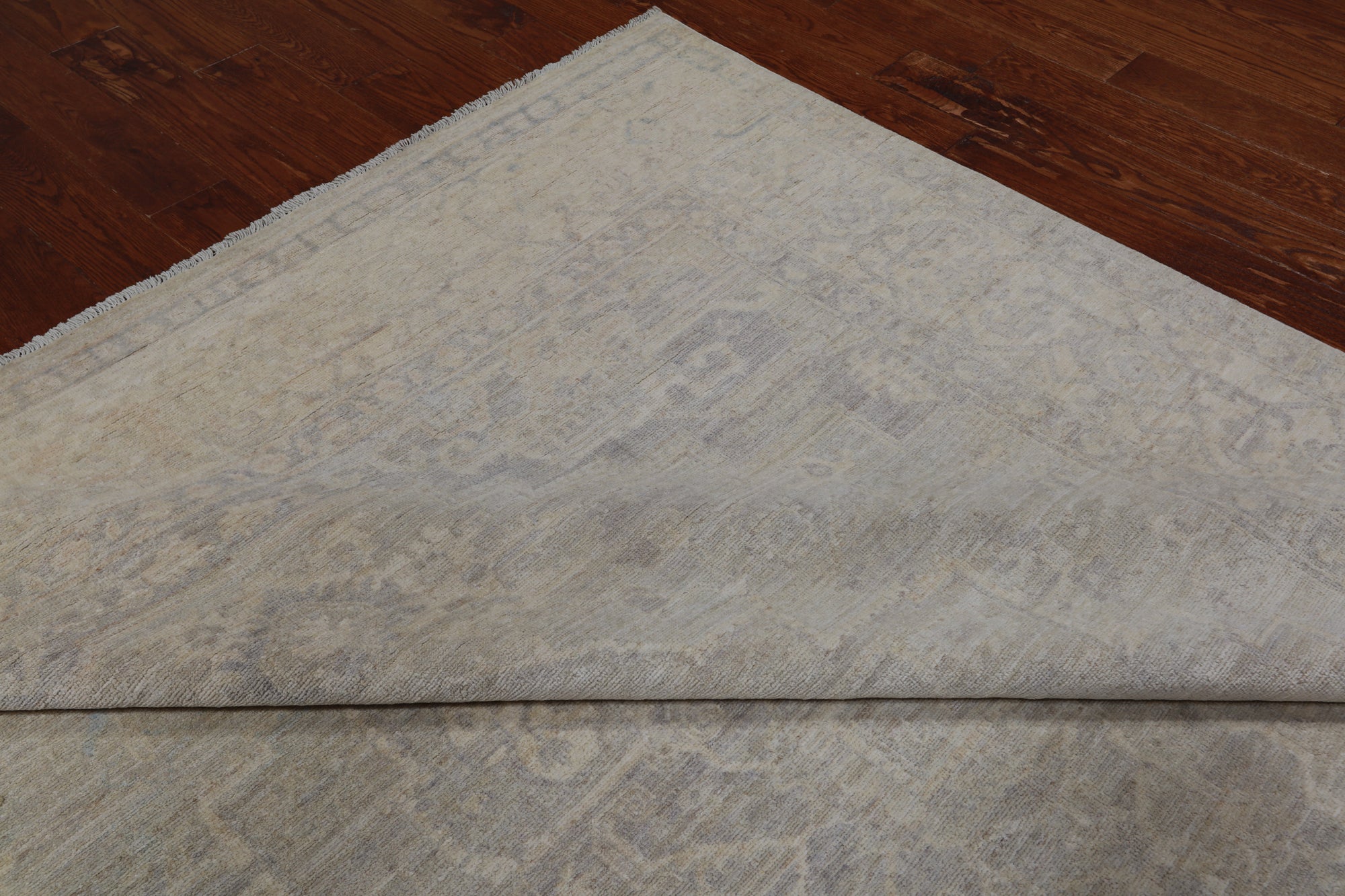 Grey Peshawar Washed Out Handmade Wool Rug - 7' 10" X 9' 8"