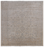 Ivory Square Turkish Oushak Washed Out Handmade Wool Rug - 8' 0" X 8' 0"