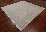 Ivory Square Turkish Oushak Washed Out Handmade Wool Rug - 8' 0" X 8' 0"