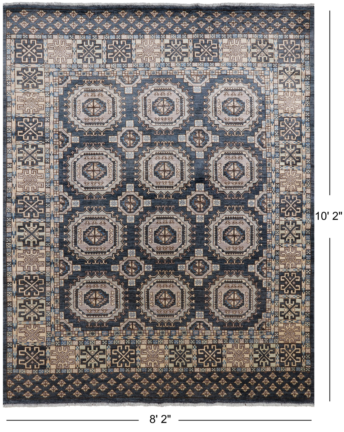 Turkmen Ersari Hand-Knotted Wool Rug - 8' 2" X 10' 2"