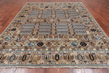 Grey Turkmen Ersari Handmade Wool Rug - 7' 11" X 9' 11"