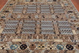 Grey Turkmen Ersari Handmade Wool Rug - 7' 11" X 9' 11"