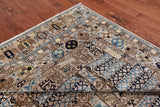 Grey Turkmen Ersari Handmade Wool Rug - 7' 11" X 9' 11"