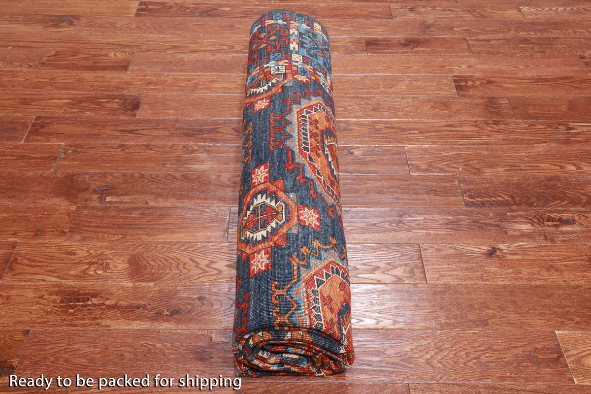 Grey Turkmen Ersari Handmade Wool Rug - 8' 3" X 9' 11"