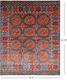 Grey Turkmen Ersari Handmade Wool Rug - 8' 3" X 9' 11"