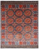 Grey Turkmen Ersari Handmade Wool Rug - 8' 3" X 9' 11"