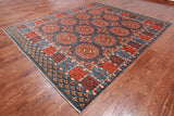 Grey Turkmen Ersari Handmade Wool Rug - 8' 3" X 9' 11"