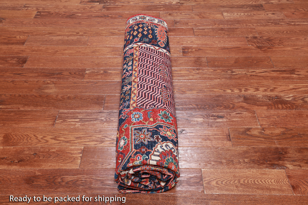 Red Persian Fine Serapi Handmade Wool Rug - 7' 11" X 9' 7"