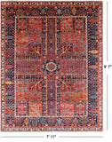 Red Persian Fine Serapi Handmade Wool Rug - 7' 11" X 9' 7"