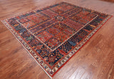 Red Persian Fine Serapi Handmade Wool Rug - 7' 11" X 9' 7"