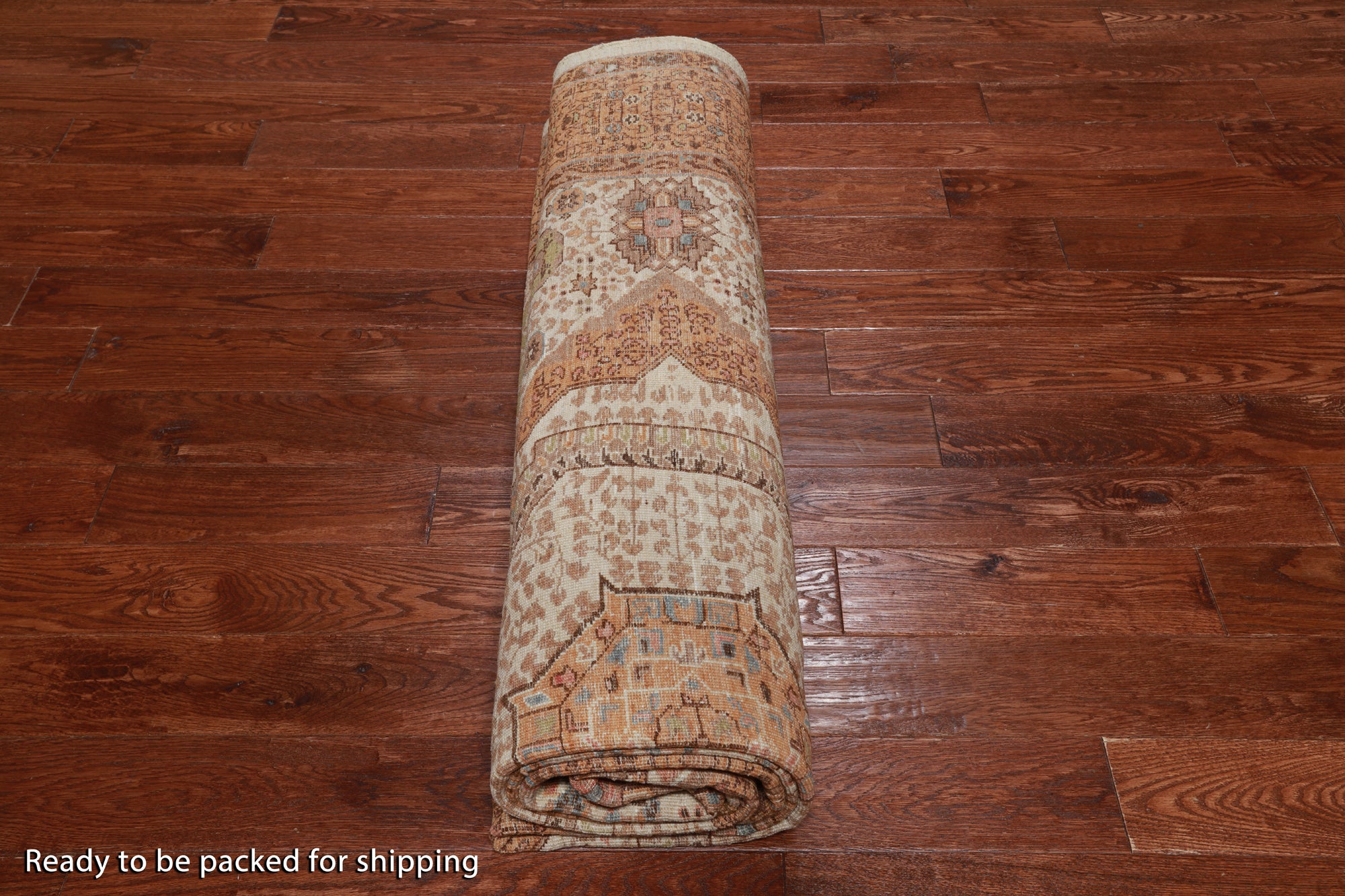 Ivory Geometric Persian Mamluk Handmade Wool Rug - 8' 0" X 10' 2"