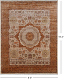 Ivory Geometric Persian Mamluk Handmade Wool Rug - 8' 0" X 10' 2"