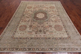 Green Geometric Persian Mamluk Hand Knotted Wool Rug - 7' 10" X 9' 10"