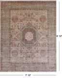 Green Geometric Persian Mamluk Hand Knotted Wool Rug - 7' 10" X 9' 10"