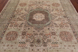 Green Geometric Persian Mamluk Hand Knotted Wool Rug - 7' 10" X 9' 10"