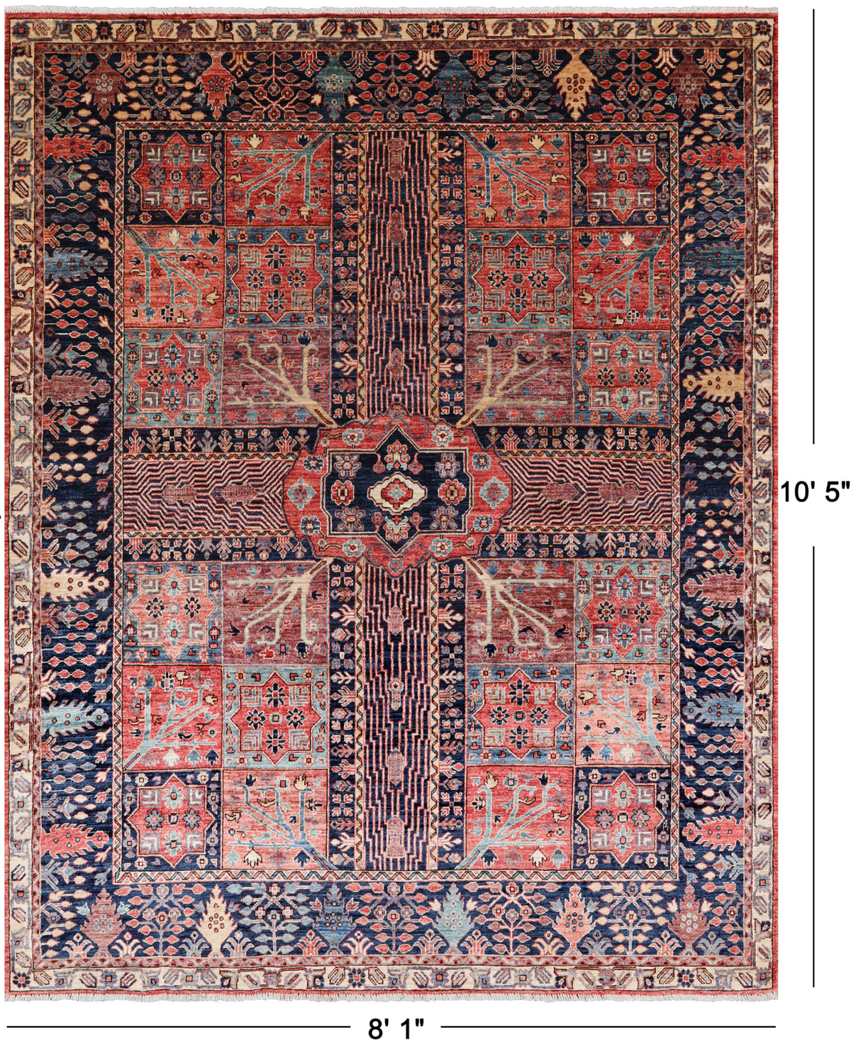 Persian Fine Serapi Hand Knotted Wool Rug - 8' 1" X 10' 5"