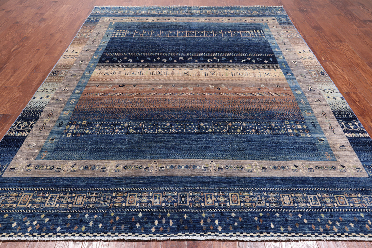 Tribal Persian Gabbeh Handmade Wool Rug - 8' 0" X 9' 10"