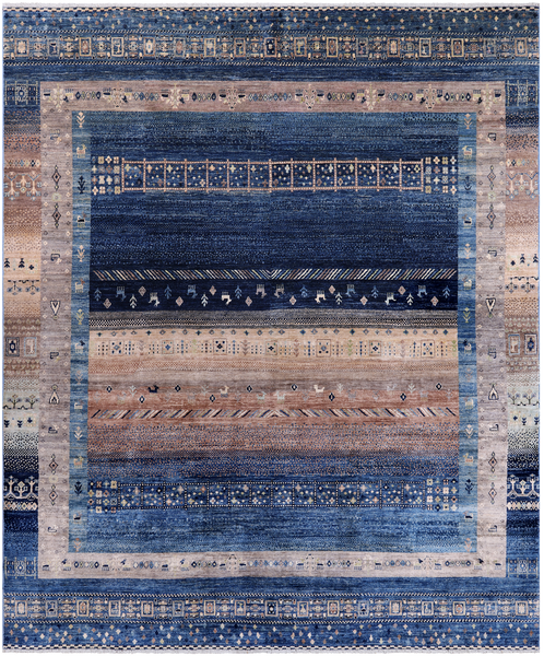 Tribal Persian Gabbeh Handmade Wool Rug - 8' 0" X 9' 10"