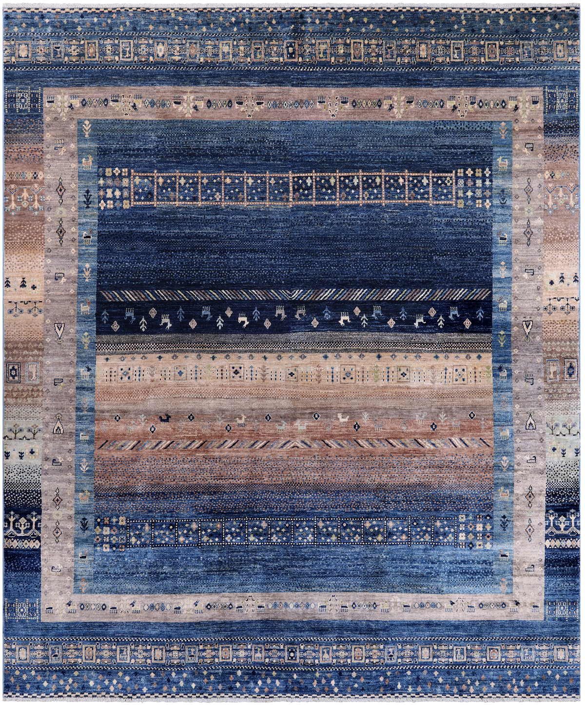 Tribal Persian Gabbeh Handmade Wool Rug - 8' 0" X 9' 10"