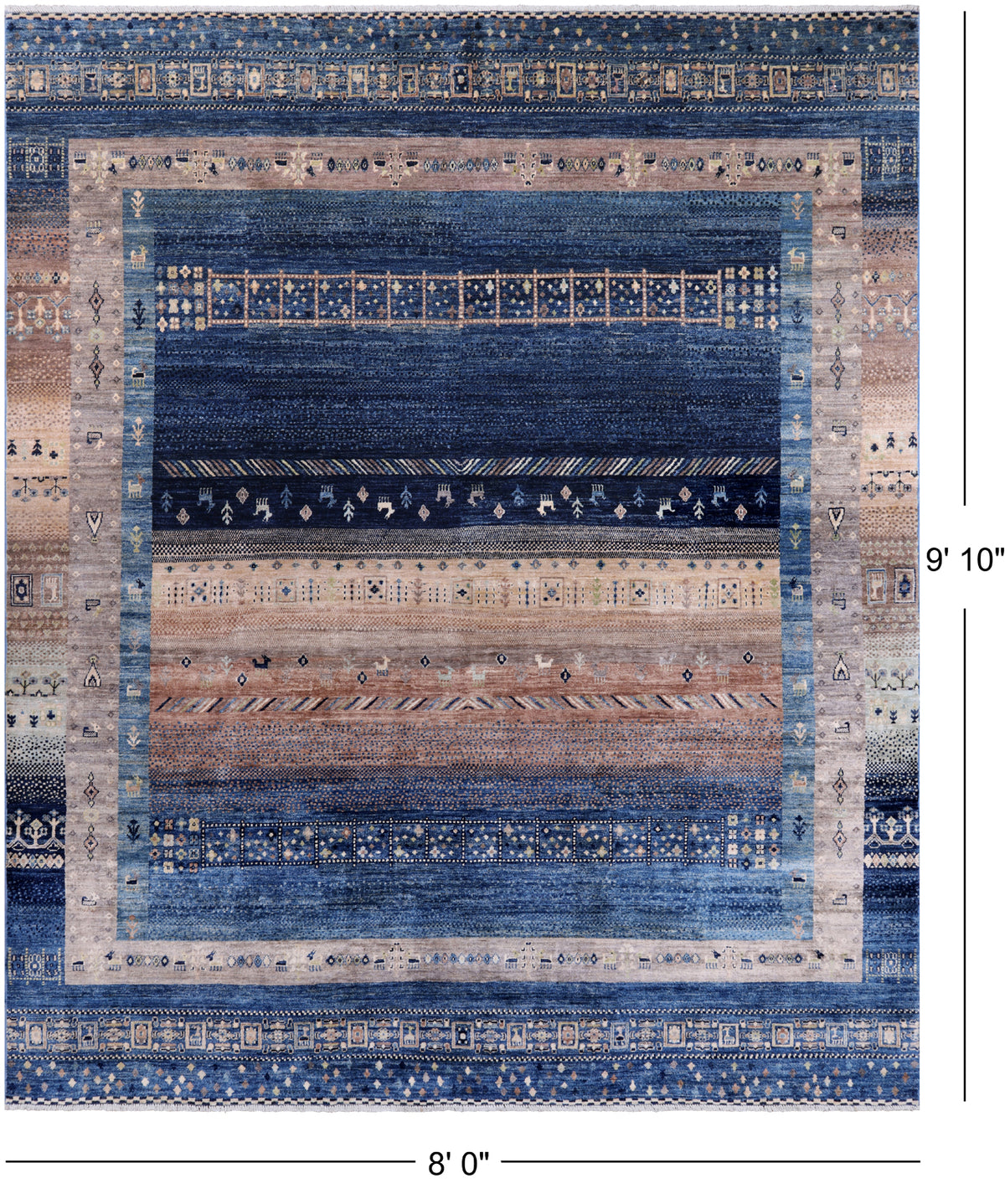 Tribal Persian Gabbeh Handmade Wool Rug - 8' 0" X 9' 10"