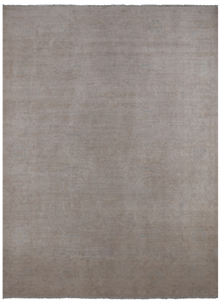 Ivory Peshawar Washed Out Handmade Wool Rug - 8' 8" X 11' 7"
