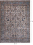 Ivory Peshawar Washed Out Handmade Wool Rug - 8' 9" X 12' 5"