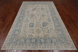 Ivory Peshawar Washed Out Handmade Wool Rug - 6' 1" X 9' 0"