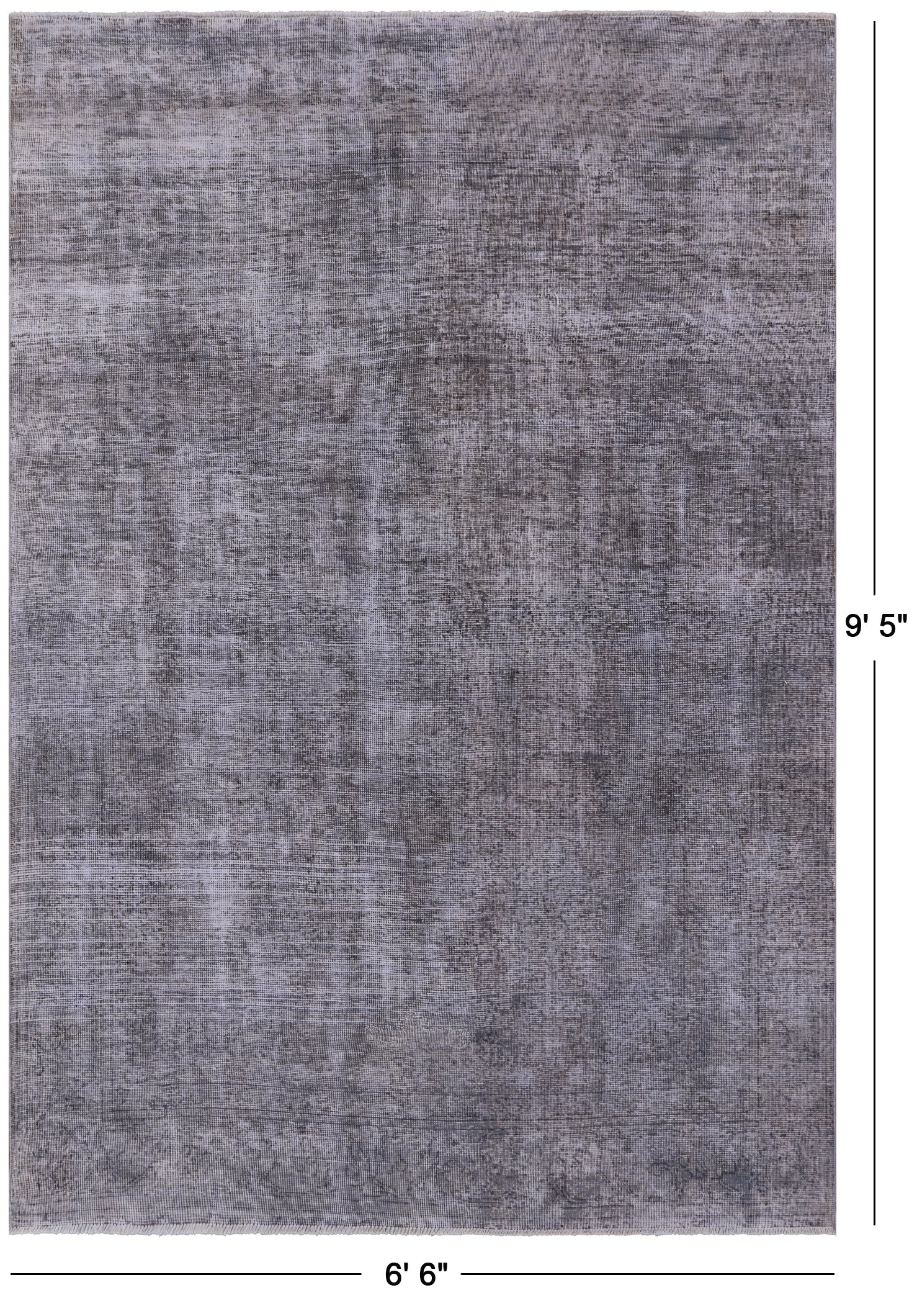 Grey Persian Overdyed Hand Knotted Wool Area Rug - 6' 6" X 9' 5" - Golden Nile