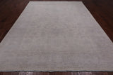 Ivory Peshawar Washed Out Handmade Wool Rug - 8' 9" X 11' 7"