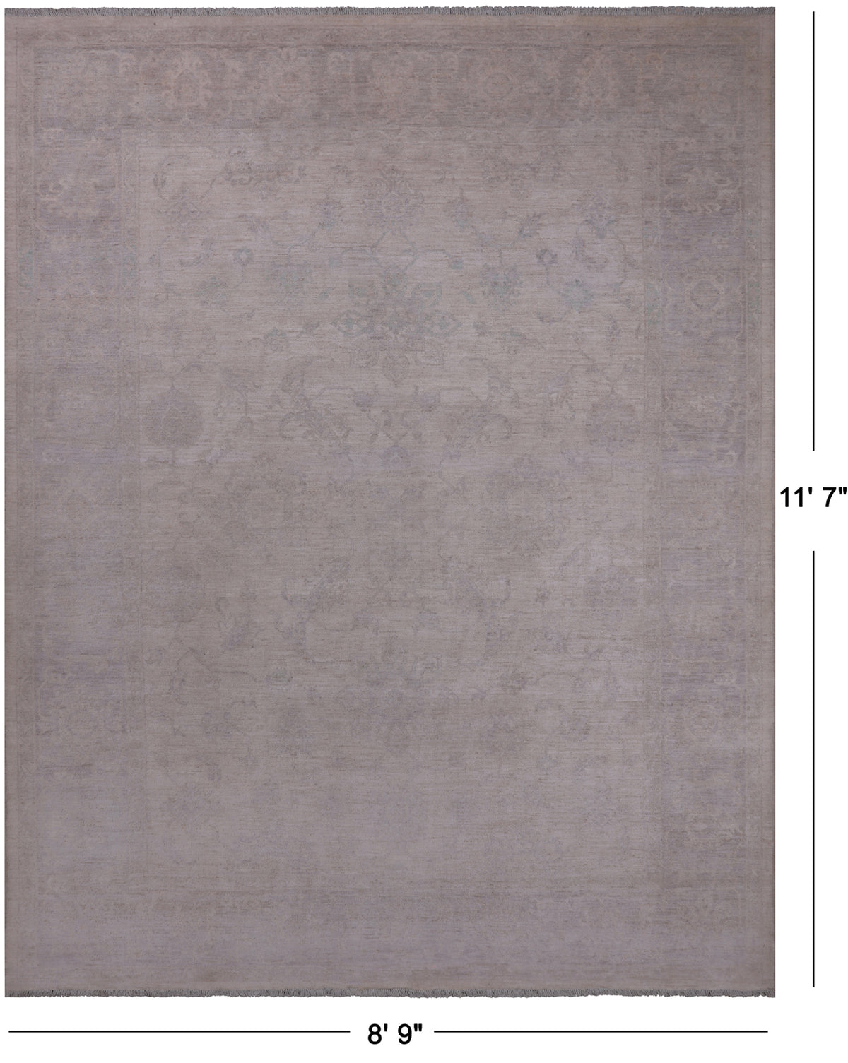 Ivory Peshawar Washed Out Handmade Wool Rug - 8' 9" X 11' 7"