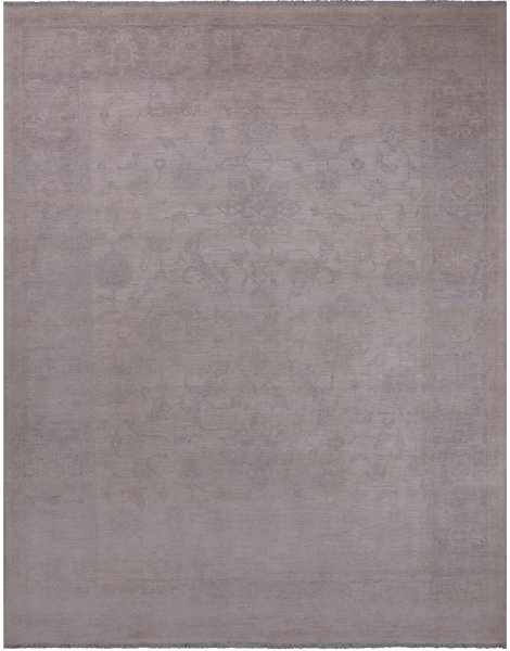 Ivory Peshawar Washed Out Handmade Wool Rug - 8' 9" X 11' 7"