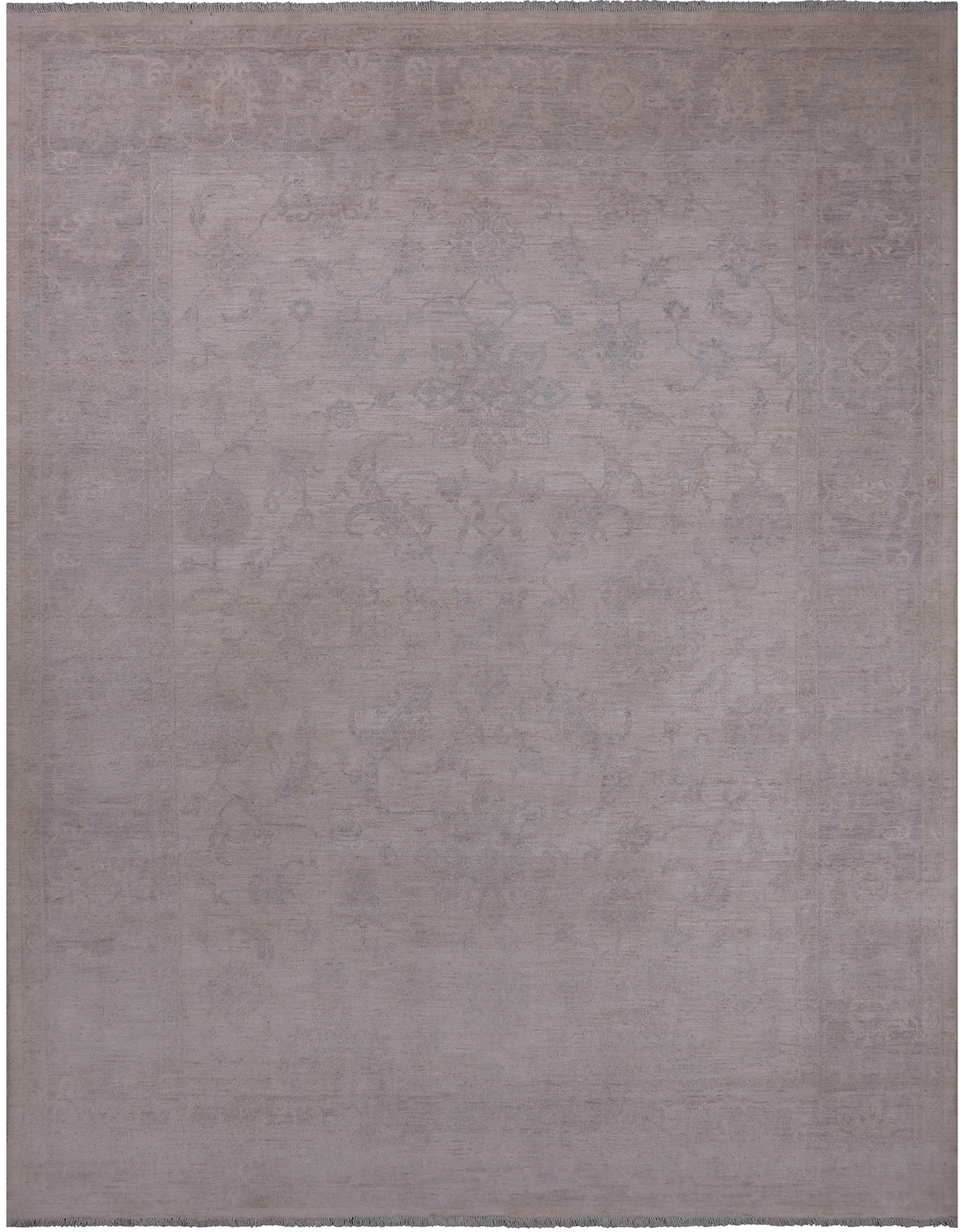 Ivory Peshawar Washed Out Handmade Wool Rug - 8' 9" X 11' 7"