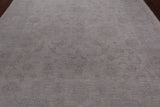 Ivory Peshawar Washed Out Handmade Wool Rug - 8' 9" X 11' 7"