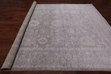 Grey Peshawar Washed Out Handmade Wool Rug - 8' 11" X 11' 11"
