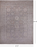 Grey Peshawar Washed Out Handmade Wool Rug - 8' 11" X 11' 11"