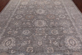 Grey Peshawar Washed Out Handmade Wool Rug - 8' 11" X 11' 11"